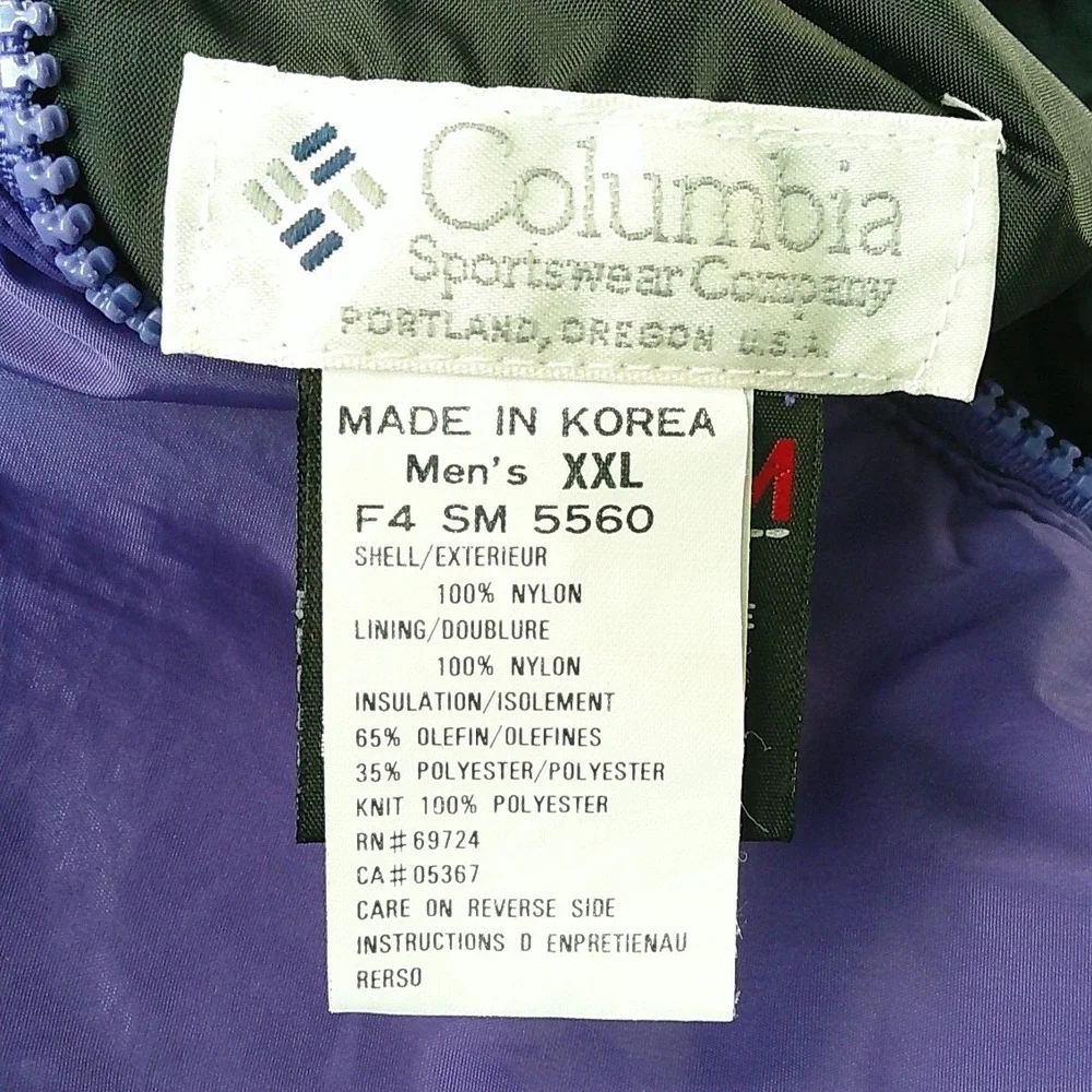 Vintage 90's Columbia Reversible Bomber Jacket Mens XXL Black Purple Thinsulate